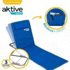 AKTIVE Matelas De Camping Pliable, Dossier Multipositions, Bleu -Pêche Fournitures Magasin aktive matelas de camping pliable dossier multipositions bleu 2