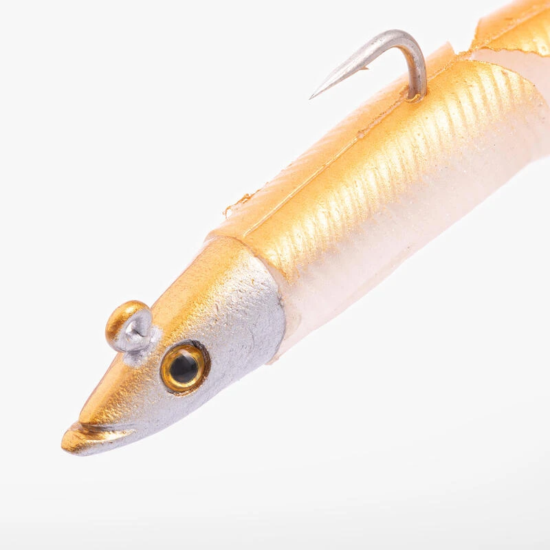 COMBO Leurres Souples Slug Lançon SLUGEELO 130 10gr Doré/Blanc 9 COMBO Leurres Souples Slug Lançon SLUGEELO 130 10gr Doré/Blanc – Image 7