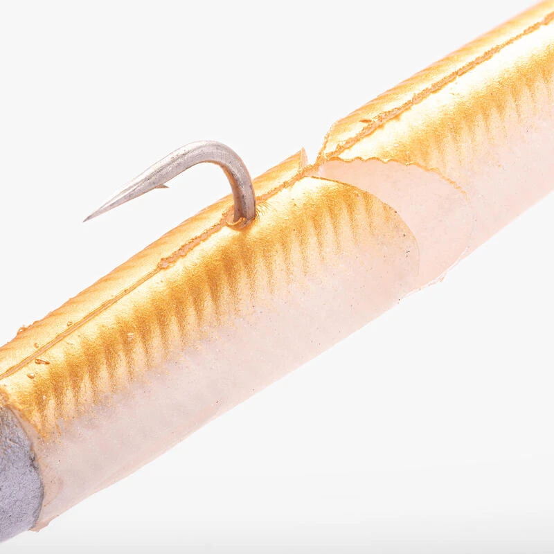 COMBO Leurres Souples Slug Lançon SLUGEELO 130 10gr Doré/Blanc 10 COMBO Leurres Souples Slug Lançon SLUGEELO 130 10gr Doré/Blanc – Image 8